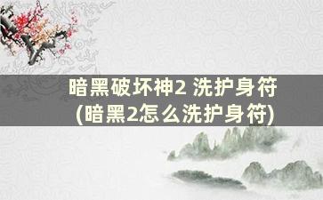 暗黑破坏神2 洗护身符(暗黑2怎么洗护身符)